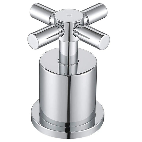 Prima 3 Bathroom Sink Faucet With 3-Hole Installation, Chrome Finish, Solid Brass Construction, Copper Inlets And 9/16 Inch Male Adapters, Easy Modern Upgrade, close-up of chrome cross handle
