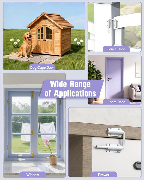 Wide range of applications for Multi Angle Sliding Door Loop Lock For Barn Doors, Windows, Closets, Fences And Sheds.