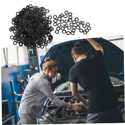 500 Pack Wave Washers Kit Spring Steel Compression Type Elastic Gaskets For Thrust Applications Prevent Loosening And Reduce Friction, Assorted Repair Washers For Auto Home And Shop, Durable Uniform Wave Height. Black wave washers for car engine repair