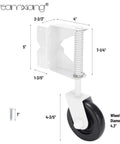 Spring Loaded Gate Caster Kit For Wooden And PVC Fences side view, heavy duty 4.3 Inch castors, steel core, silver finish, screw included