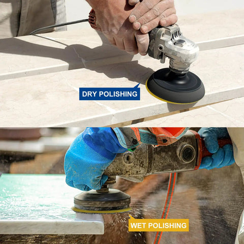 Using 3 Piece 4 Inch Diamond Polishing Pad Set Wet Or Dry 50 To 6000 Grit For Granite Marble Stone Polishing On Grinder Polisher
