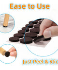 Premium Self Adhesive Felt Pads 3 8 Inch Round Cabinet Door Stoppers And Furniture Bumpers For Hardwood Surfaces, shown peel-and-stick application.