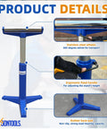 Heavy Duty Roller Stand For Woodworking With Smooth Rollers And Quick Height Adjustments From 22 To 38 Inches featuring stainless steel wheels.