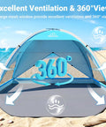 Large Beach Tent Sun Shelter For Three To Four People With UPF 50 Plus UV Protection Privacy Door 360 Degree Ventilation