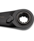 Close-up of 17mm end of Two Piece X6 Four In One Black Oxide Spline Ratcheting Metric Wrench Set For Tight Access And Maximum Versatility