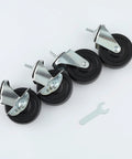 3 Inch Universal Threaded Casters Set Of 4 With Brake Locks, heavy duty steel and premium rubber, for metal rack shelving units