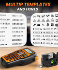 Slick One Touch Cable Wire Label Maker With Heavy Duty Tapes And No Fuss Quick Setup showing various templates and fonts.