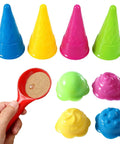 Epic Ice Cream Sand Toys Cone Mold Set For Beach And Backyard Play with colorful molds and red scoop tool.