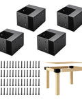 Heavy Duty Workbench Bracket Kit For 2x4 And 4x4 Lumber, Four Pack Leg Frame Braces With Pre Drilled Holes, DIY Table Kit with screws