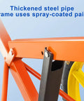 Close-up of thickened steel pipe frame of Heavy Duty Adjustable Lid Lifter Dolly With Air Ride Wheels And Rock Solid Clamps.
