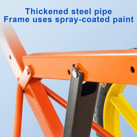 Close-up of thickened steel pipe frame of Heavy Duty Adjustable Lid Lifter Dolly With Air Ride Wheels And Rock Solid Clamps.
