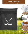 Waterproof Golf Tee Bag With Rotating Clip And Ball Holder Pouch displayed with golf graphics and dimensions 6.9in x 5.6in