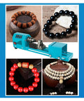 Powerful 150W Mini Lathe Machine For Buddhas And Beads DIY Rocking Stone Rotary Carving Tool showcased with bead designs.