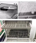 Skip the Sink Fully Automatic Desktop Dishwasher For Home Kitchen Large Capacity Auto Wash System With Triple Filter and Front Loading Design Easy Setup Plumbing Free Hands Off Cleanup Routine showing water spray and interior rack.