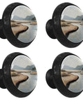 Coast Style Crystal Glass Cabinet Knob Set 4 Pack Round Drawer Pulls with scenic pattern