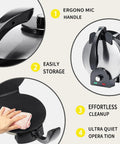 Electric Roti Maker 10 Inch, 1800W Stainless Steel Non Stick Chapati Press With Adjustable Temp showing ergonomic handle and easy storage.