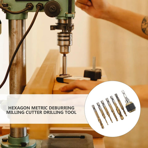 Pro Grade Tap Drill Bit Set With 6 Metric Sizes, Spiral Screw Tapping Tool And Drill Countersink Bit Bundle, Sturdy Wear Resistant For Precision Threading In Metalwork, on drill press