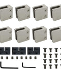Heavy Duty Glass Clamps Kit, 8 Pcs, 1.8 Inch Square Stainless Steel 316 Glass Clips With Rubber Gaskets, Adjustable For 8mm To 12mm Glass, Frameless Glass Railings, Secure Mounting Brackets