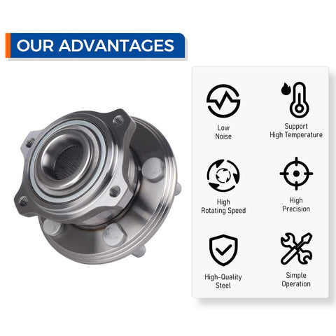 Rear Wheel Bearing Hub Assembly 512555 Direct Fit For 2015 Through 2023 Chrysler 300 Dodge Challenger Charger Replacement Premium Quality OEM Grade Wheel Hub Bearing Assembly For Your Ride with advantages like low noise and high precision displayed.