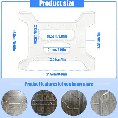 Premium Acrylic Cabinet Handle Template for Drawers and Doors Reusable Scratch Resistant Edge Cutout Guide dimensions