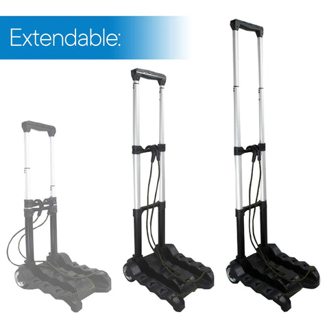 Folding Luggage Cart With Lightweight Aluminum Frame Collapsible Portable Dolly for travel and moving office use in extended view