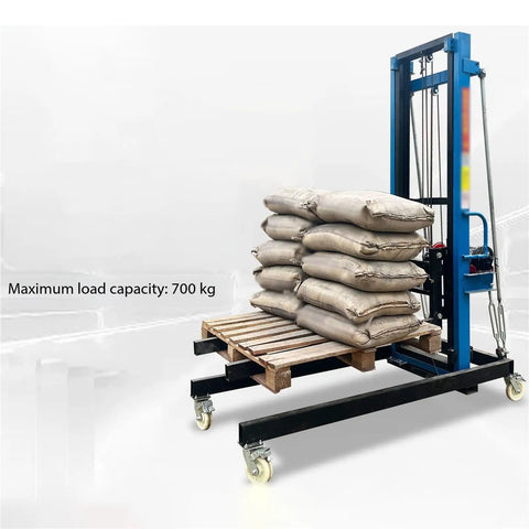 Hella Sturdy Motorized Portable Material Lift For Jobsites Rock Solid Steel Brick Elevator with 700 kg capacity and heavy-duty wheels.