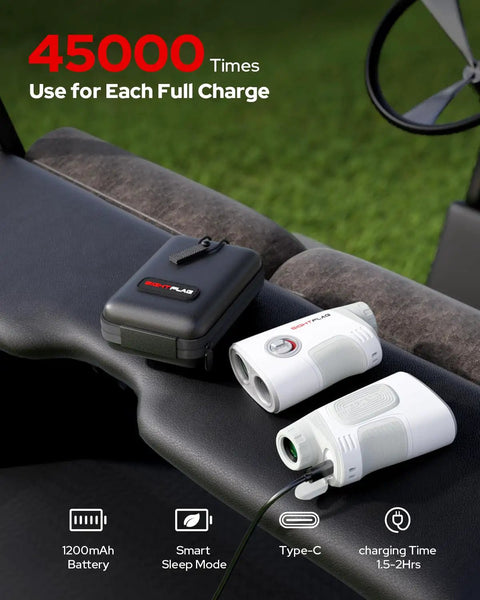 GF2 Golf Rangefinder With Slope And Flag Lock And Vibration 1300 Yards Laser Range Finder 7.5X Magnification 0.3 Yard Accuracy Rechargeable Magnetic Mount Type C Charging Gift For Men And Women, with case and USB-C cable