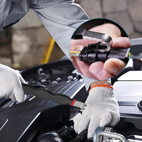 Double End Electrical Connector Removal Pliers for Cars and Trucks, No Fuss Terminal Separator Tool for Auto Wiring in use