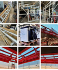 Hardcore 3000W Handheld Laser Welder 4 In 1 Pro Cutting And Cleaning Machine setup in workshop with metal frames and cooling unit.