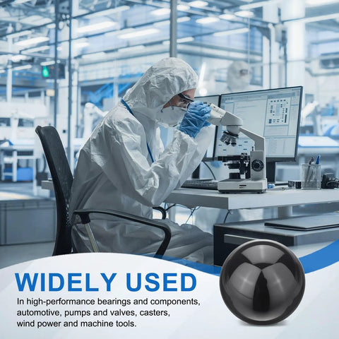 Top Tier Four Piece 10mm Silicon Nitride Ceramic Bearing Balls G10 Precision Grade examined under a microscope in a lab setting.
