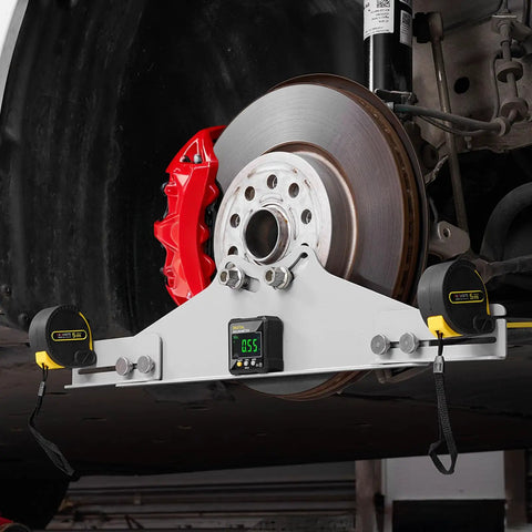 Heavy Duty Carbon Steel Wheel Alignment Tool Featuring A Digital Angle Finder And Measuring Tapes for precise camber and toe adjustments.