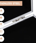 Close-up of stainless steel hinge on Rugged As Nails Portable Aluminum Tool Box With Secure Locking Lid and Impact Resistant Carry Case.
