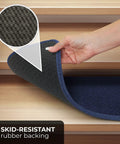 Non Slip Carpet Stair Treads Set Of 15 Navy Blue 8x27 Inches showing skid-resistant rubber backing for safe steps