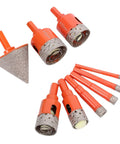 Durable Carbon Steel Marble Hole Saw Kit For Efficient Ceramic Glass Tile Drilling And Home Renovation Projects Featuring Heat Dissipation And Cool Sponge Design, orange diamond drill bits