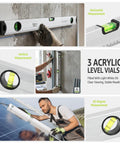 LYIYEYAN 24-Inch Magnetic Torpedo Spirit Level, Heavy Duty Ruler for Carpen showing vertical and horizontal measurements.