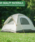 Tent secured with Built Tough Heavy Duty Ground Anchors Screw In Stakes 12 Inch 4 Pack With Drill Socket And T Handle Hook And Ring Design