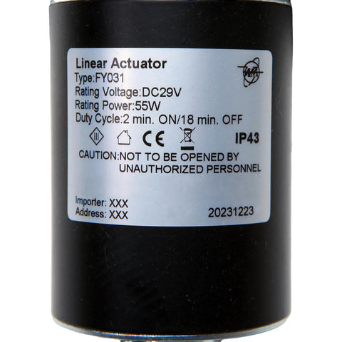 Kariwust FY031 linear actuator for recliner lift chairs; DC29V, 55W, black cylindrical motor