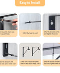 10 Pack Heavy Duty Closet Rod Bracket Set Black Wall Mounted Shelf Brackets With Rod Holders 10.8 X 10.8 Inch Durable Iron Construction Easy Install Built To Last Home Organization Essentials showing wall mount installation steps
