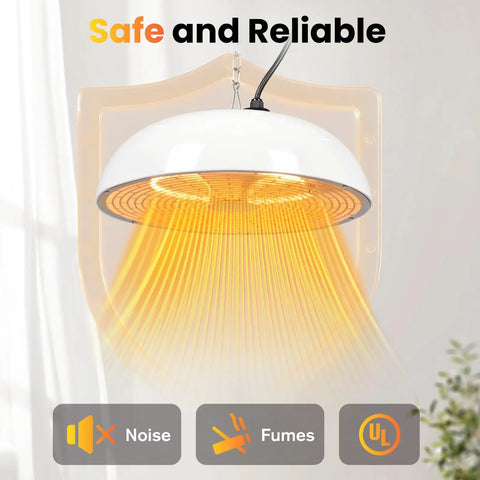 1500W Infrared Ceiling Mounted Patio Heater With 360 Degree Heat Coverage Instant Heat Quiet Operation Overheat Protection IP55 Waterproof