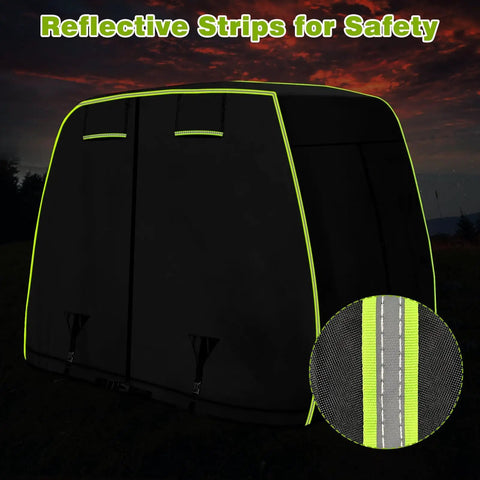 Universal 2 To 4 Passenger Golf Cart Cover With Reflective Strips All Weather Protection Waterproof Snowproof Sunproof