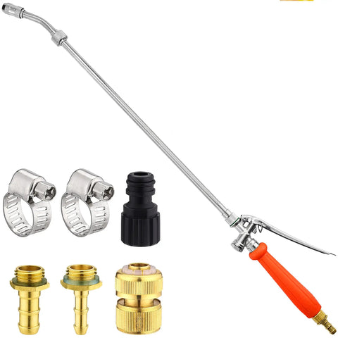 All Metal 29 Inch Sprayer Wand With Built In Shutoff Valve Quick Connector And Hose Clamps Pro Grade Garden Hose Sprayer