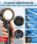 Beast Portable Camp Shower With 8000mAh Battery, LED Temp And Power Readout showing 5 pressure levels and spray modes.