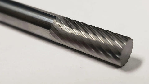 SA-1 Cylinder Carbide Burr 1/4 Inch Shank Single Cut Solid Carbide for metalworking and deburring, precision finish tool close-up