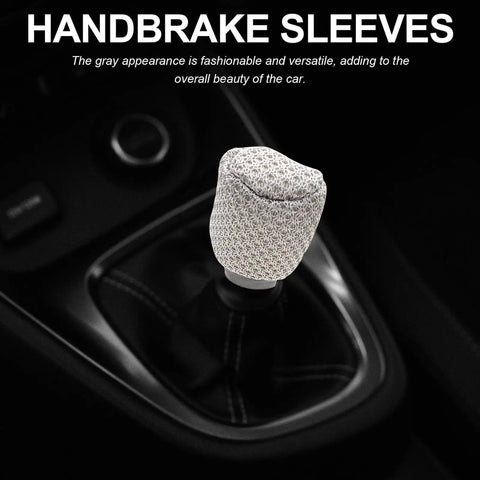 Get That Fresh And Breezy Fit With This Super Durable Gear Shift Knob Cover Kit Plus Breathable Brake Handle Grip Sleeve Made For Ultimate Comfort And Long lasting Style In Your Ride. gray handbrake sleeve cover on car lever