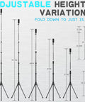 92 Inch Phone Tripod Stand With 16.5 Inch Gooseneck And Remote, Adjustable 360 Degree Ball Head, height variations diagram
