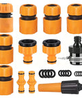 Heavy Duty Standard Garden Hose Quick Connect Set With Universal Fit And Super Fast Push Lock Design For Effortless DIY Irrigation Projects And Tool-Free Installation At Home, orange hose connectors