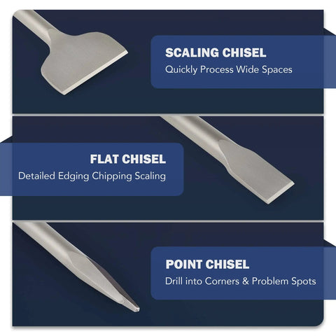 Beefy SDS Max Chisel Set With Shanks 3 Piece Rotary Hammer Bit Kit With Flat Point Scaling And Point Chisels 12 Inch Demolition Tools