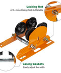 Close-up of Beefy Electric Hoist Trolley For I Beams With Dual Track Rollers, 1 Ton Load Capacity, Adjustable Flange, Push Geared Overhead Trolley.