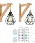 Frideko Rattan Rechargeable Wall Sconces Set of Two with Remote, RGB 15 Colors Dimmable Battery Operated Wall Lights.
