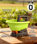 Handheld Lawn Spreader For Seed And Fertilizer, Battery Powered Do It All Tool With 3 Liter Capacity, labeled parts visible